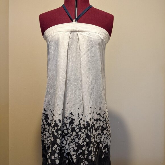 Vintage French Connection Strapless Mini Dress – Size 12M – White & Navy Floral - Picture 1 of 11